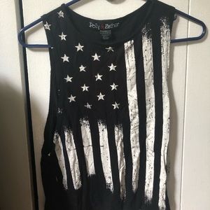Black and white american flag tank top